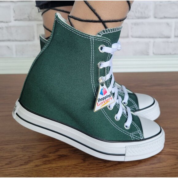 Rare Converse Chuck Taylor  Wedge Platform Hi Sz 7.5 Women's Shoes Green A14262C - Picture 8 of 13